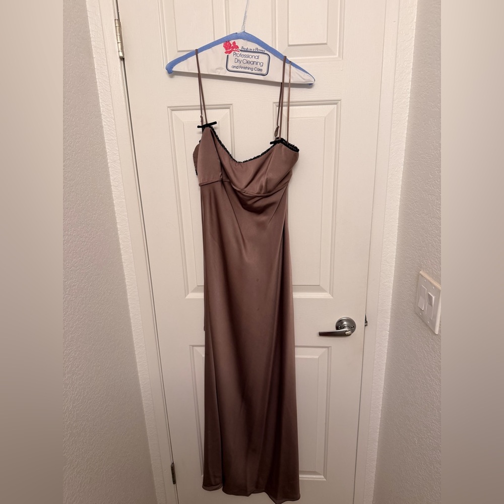 Grey Purple Satin Maxi Dress - Size L